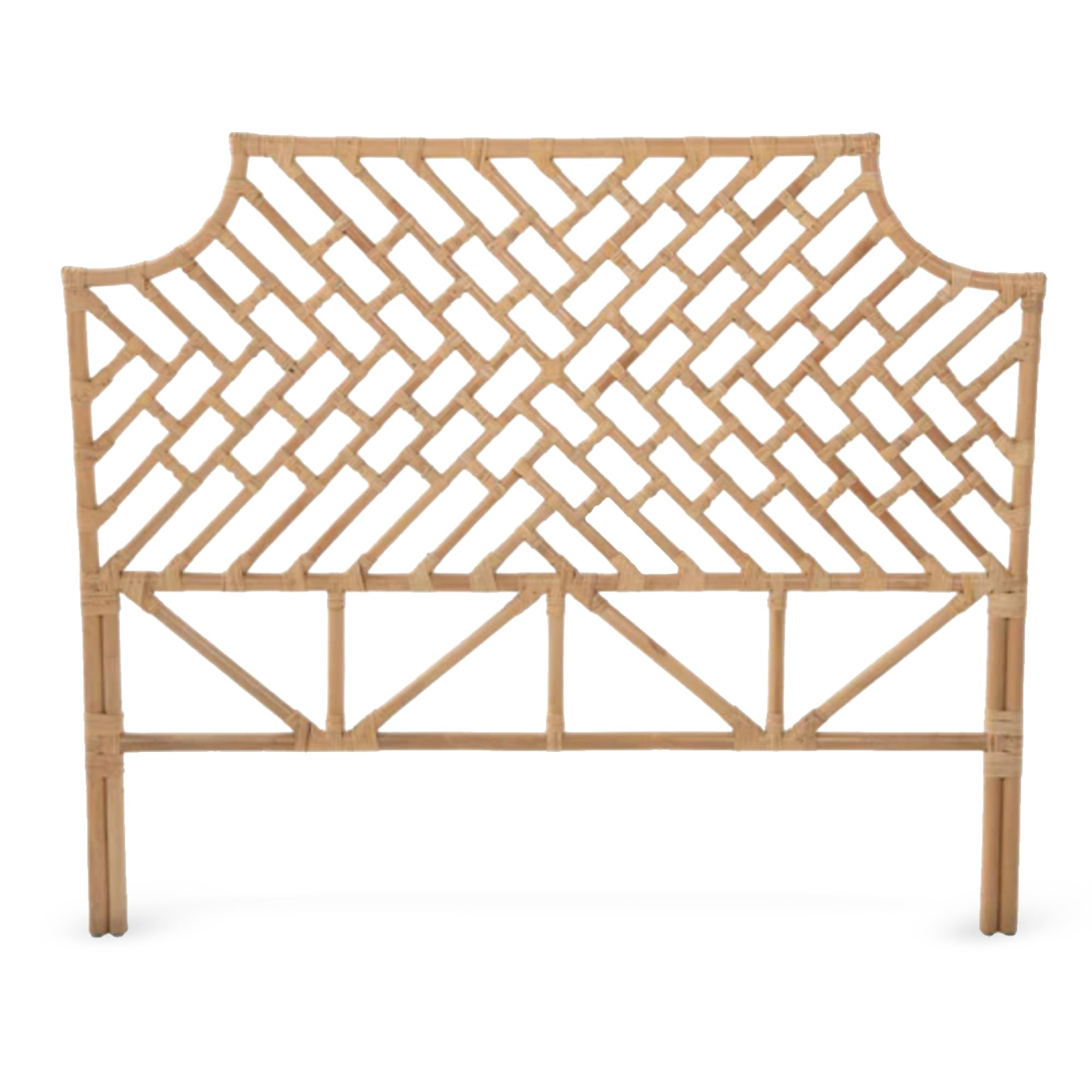 Kouboo Rattan Chippendale Headboard Queen Size - Natural Woven Bohemian Bedroom Furniture - Perfect for Master Bedroom, Guest Room & Coastal Home Decor