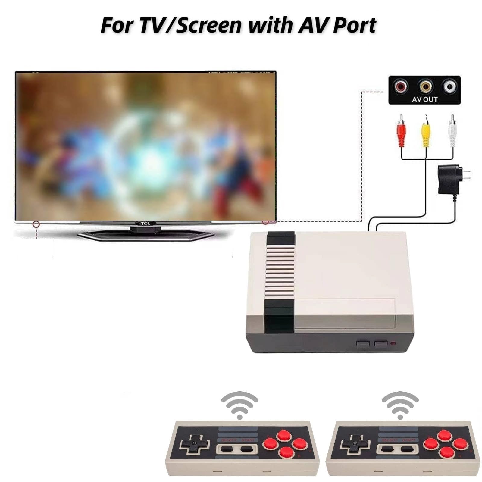 Retro Game Console with 620 Classic Games - Wireless Controllers, AV Output, Plug & Play - Perfect Gift for Kids & Adults - Ideal for Family Game Nights & Retro Gaming Parties (White)