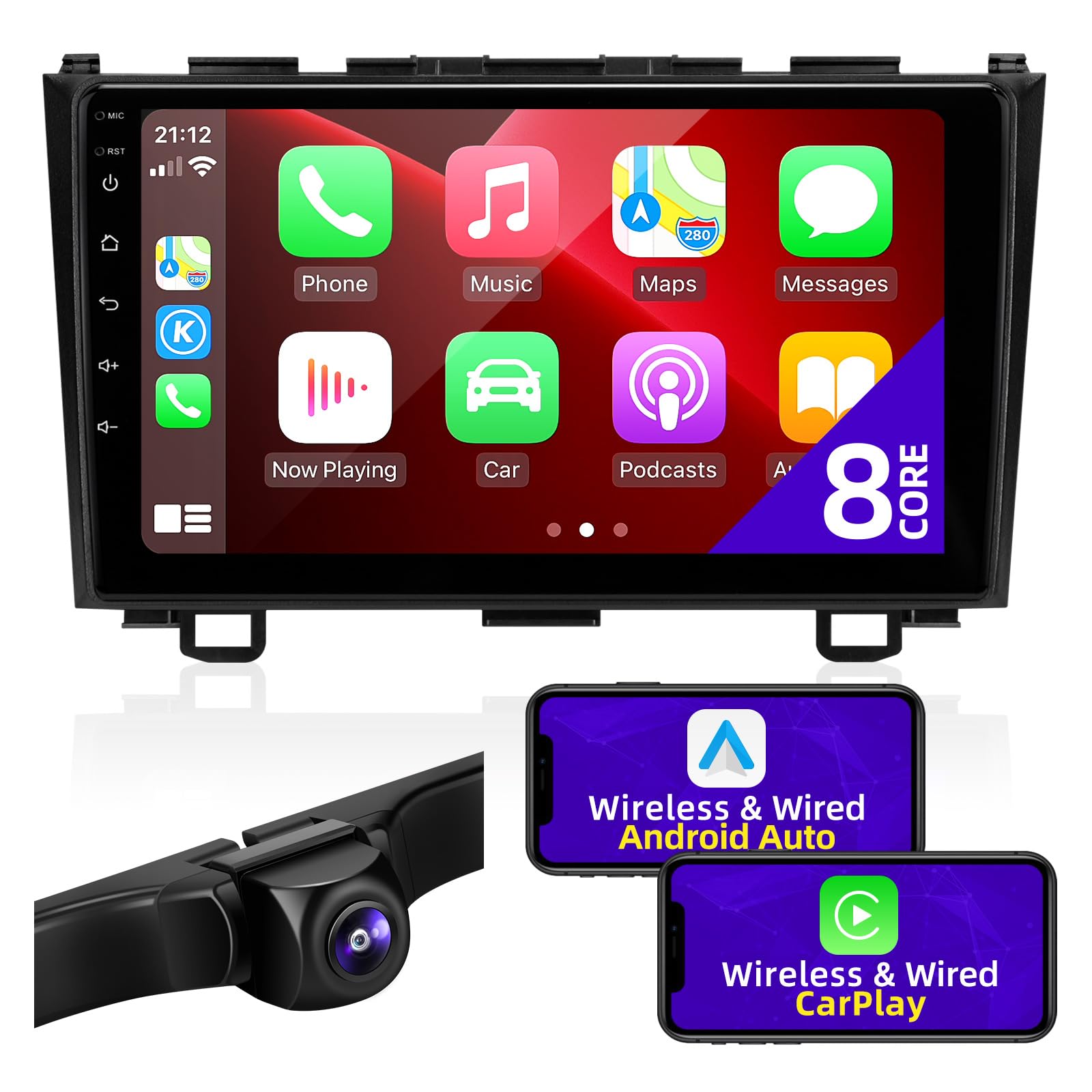 Android 11 Car Stereo with Wireless Android Auto & Apple CarPlay - 8-Core 7
