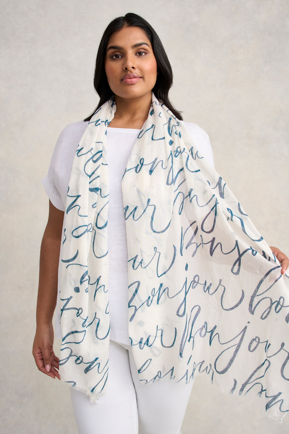 Bonjour Cotton Scarf - Soft & Lightweight Women's Fashion Accessory for All Seasons | Perfect for Office, Travel and Casual Outfits