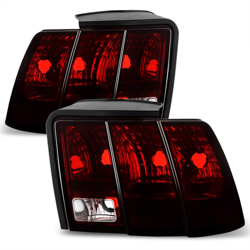 ACANII Red Smoked Tail Lights Brake Lamps Pair for 1999-2004 Ford Mustang - Replacement Driver & Passenger Side Lights - Enhance Style & Night Visibility for Muscle Car Enthusiasts