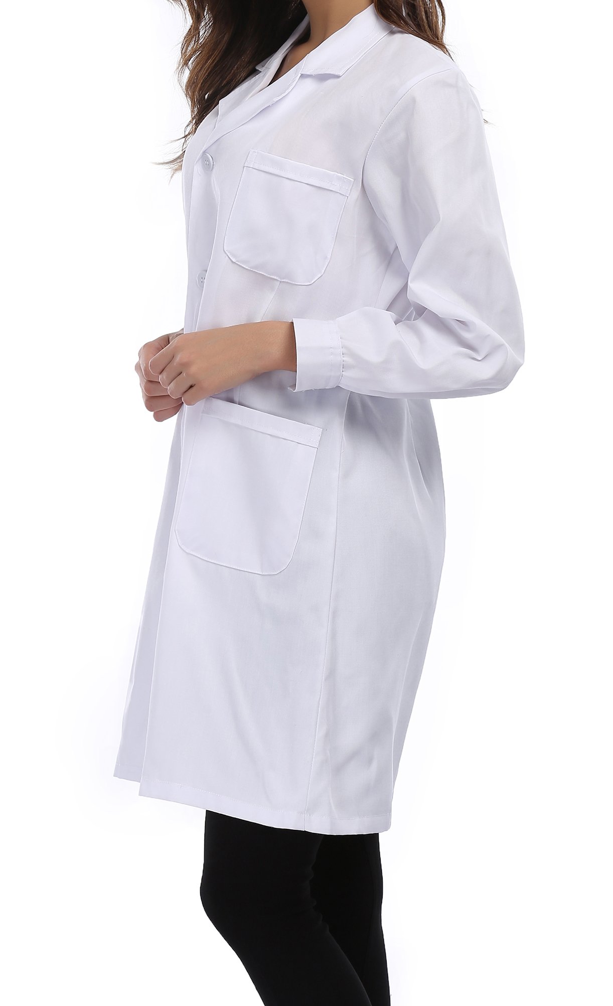 Taylor Eddie Professional Lab Coat for Women - Long Sleeve Polyester Medical Coat, White Doctor Coat for Female Healthcare Workers - Perfect for Hospitals, Clinics & Lab Work