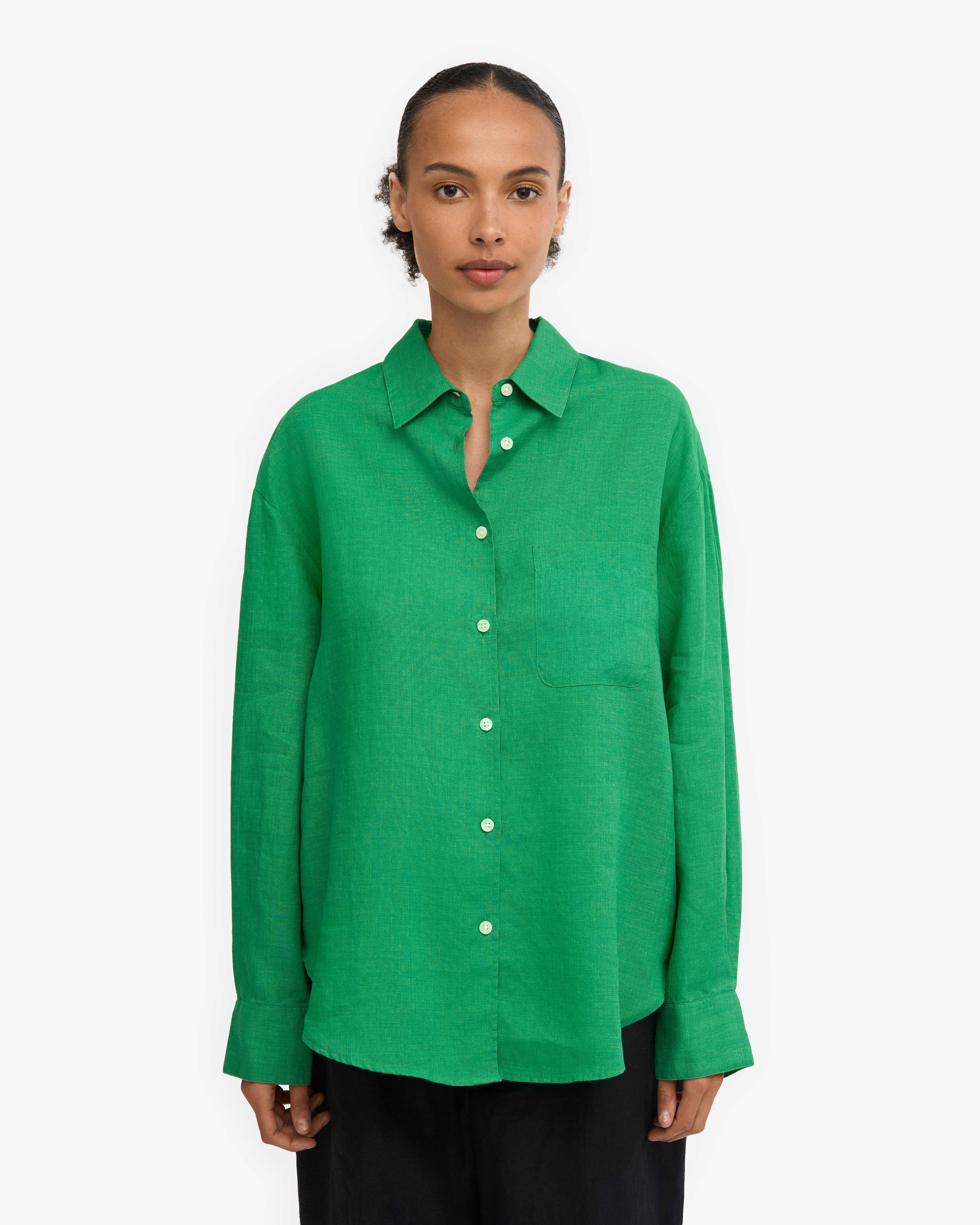 Stylish Linen Oversized Shirt in Kelly Green | Breathable & Comfortable Summer Top for Women | Perfect for Casual Outings, Beach Cover-ups & Boho Fashion