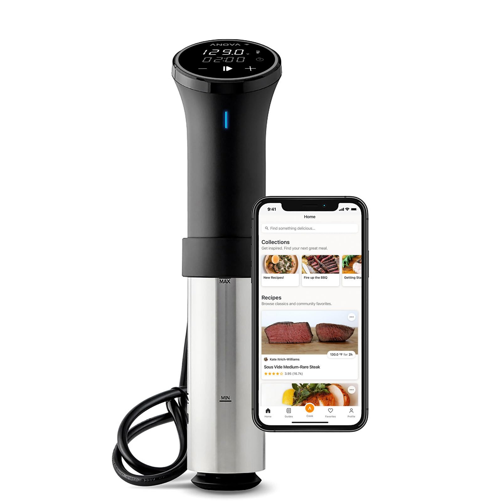 Anova Culinary Sous Vide Precision Cooker 3.0 (WiFi) - 1100W Immersion Circulator for Perfect Steak, Chicken & Fish - Ideal for Home Chefs & Professional Kitchens