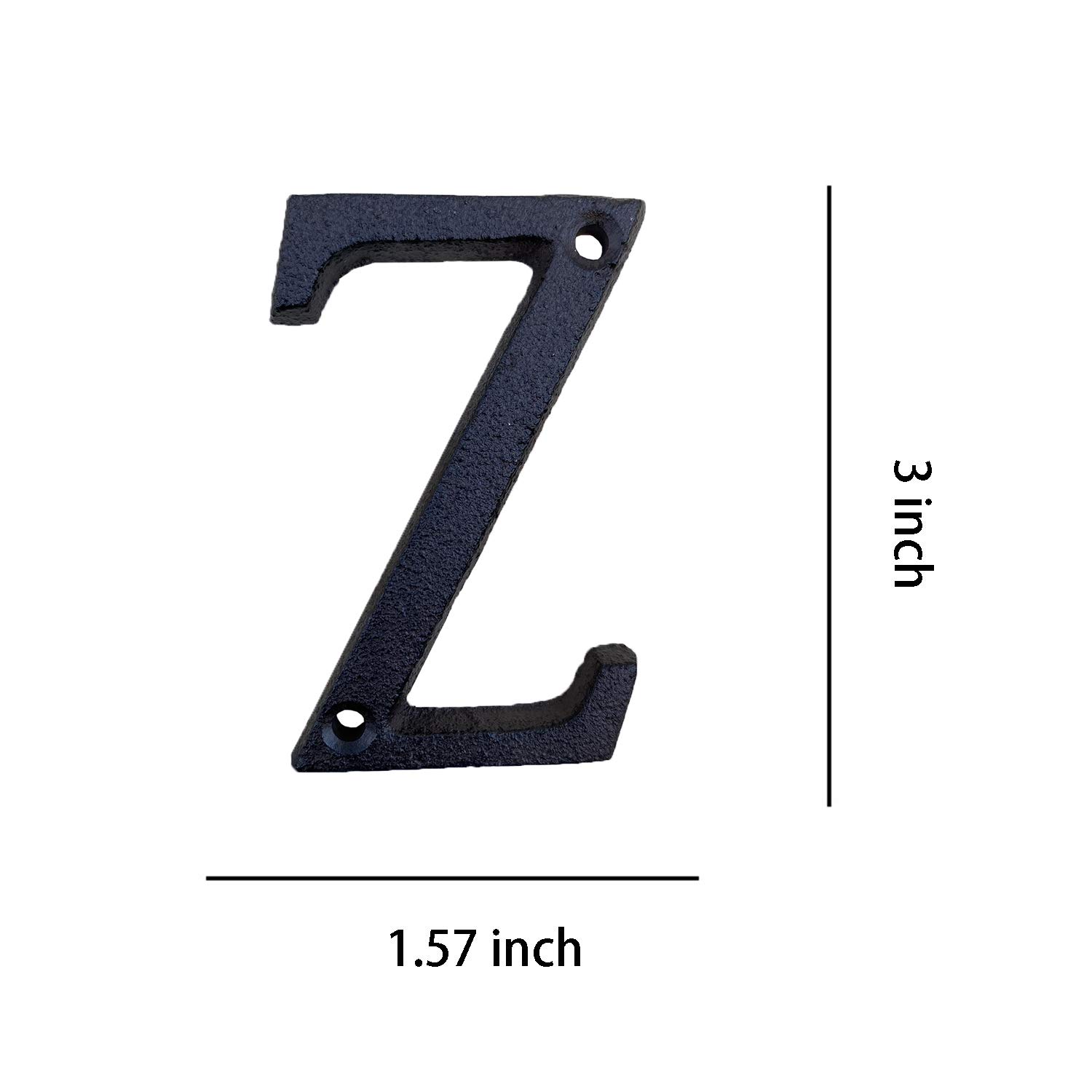 3 Inch Solid Cast Iron House Numbers - Durable Outdoor Address Plaque for Mailbox, Front Door, and Garden (Letter Z Included) | Perfect for Home, Apartment, and Business Address Display