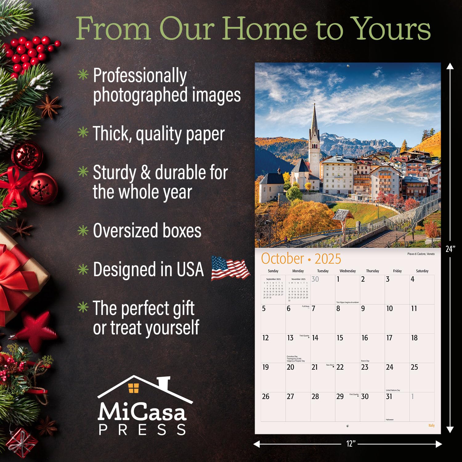 MICASA PRESS - Italy 2025 Wall Calendar 12 Months | 12