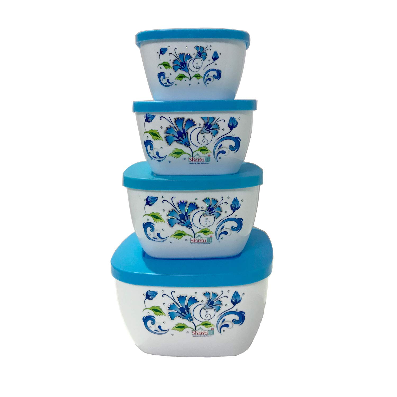 G&D 4-Piece Square Food Storage Containers with Multicolor Lids - Microwave, Dishwasher & Freezer Safe Bento Box Set for Meal Prep, Lunch, Leftovers & Kitchen Organization