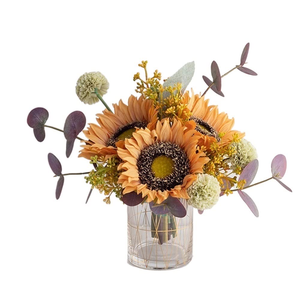 Artificial Sunflower Bouquet - Realistic Fake Flowers for Home Decor, Living Room, Dining Table, Balcony - Floral Arrangement Set (Color: B) - Perfect for Weddings, Parties & Office Decorations