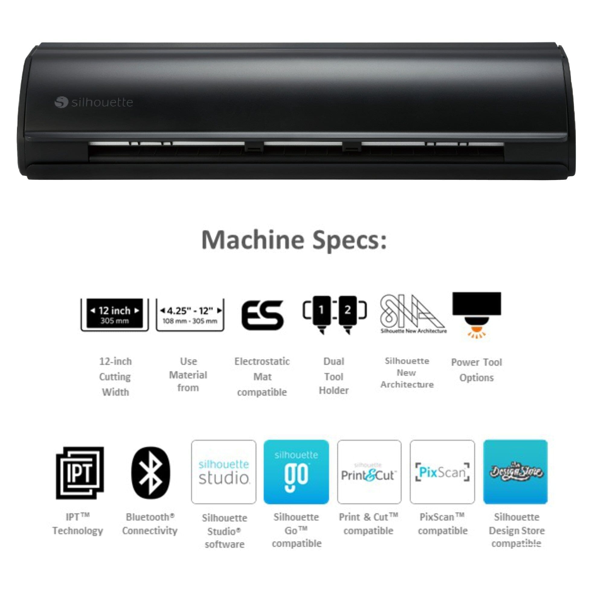 Silhouette Cameo 5 Cutting Machine - Matte Black with 8-in-1 Turquoise Heat Press & Siser HTV Vinyl Bundle - Perfect for DIY Crafts, T-Shirt Design, and Home Decor Projects