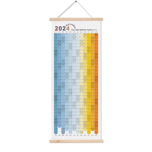 2024 Rainbow Wall Calendar Planner - Annual, Monthly & Yearly Hanging Organizer for Home, Office & Kids Room - Perfect for Scheduling & Decor (Rainbow Design)