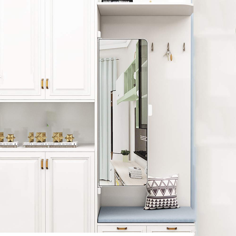 Full-Length Wardrobe Mirror with Sliding & Rotating Design - Space-Saving Hidden Dressing Mirror 90x35/100x35 Inches - Black Frame Folding Mirror for Bedroom, Closet & Home Decor