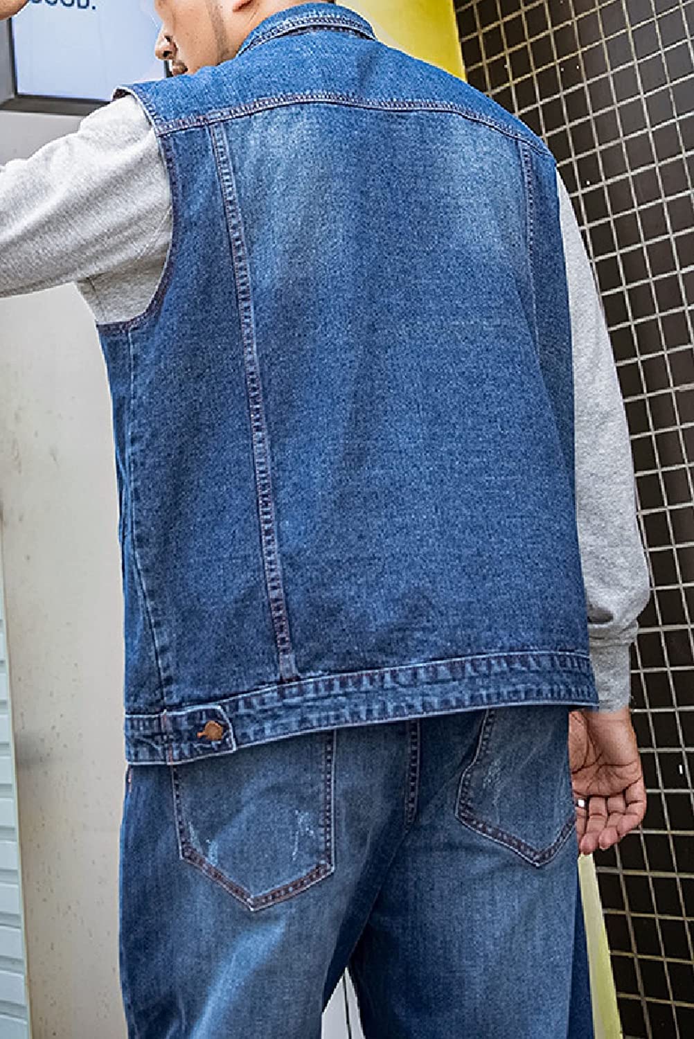 Men's Sleeveless Denim Jacket - Button Down Casual Vest for Spring & Summer | Lightweight Jeans Outwear for Streetwear, Outdoor Activities & Music Festivals