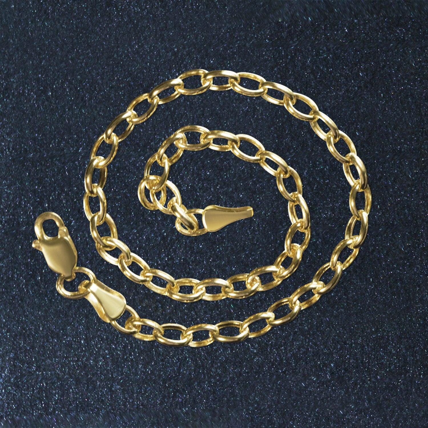 3.2mm 14k Yellow Gold Oval Rolo Bracelet for Women - Elegant & Dainty Jewelry Gift for Birthday, Anniversary & Special Occasions