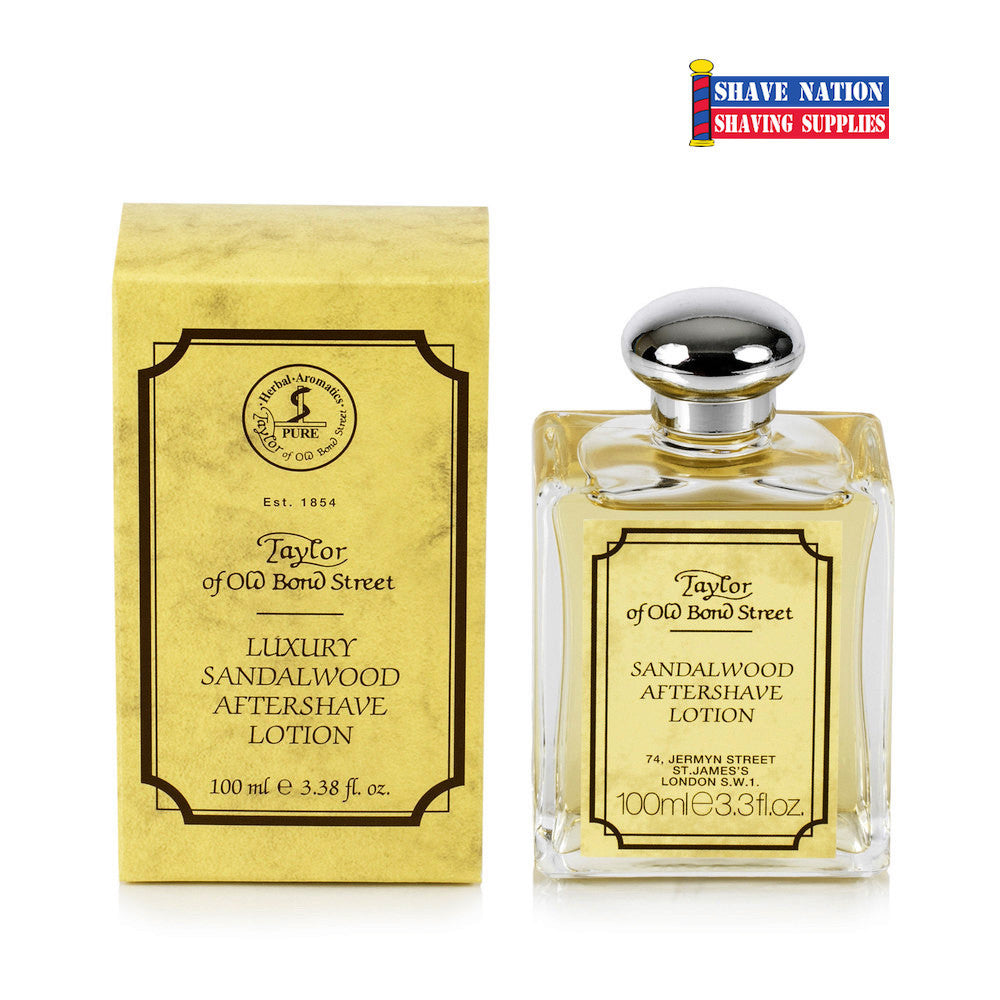 Taylor of Old Bond Street Luxury Sandalwood Aftershave Lotion for Men - Premium Post-Shave Moisturizer with Natural Ingredients - Perfect for Sensitive Skin & Daily Grooming Routine