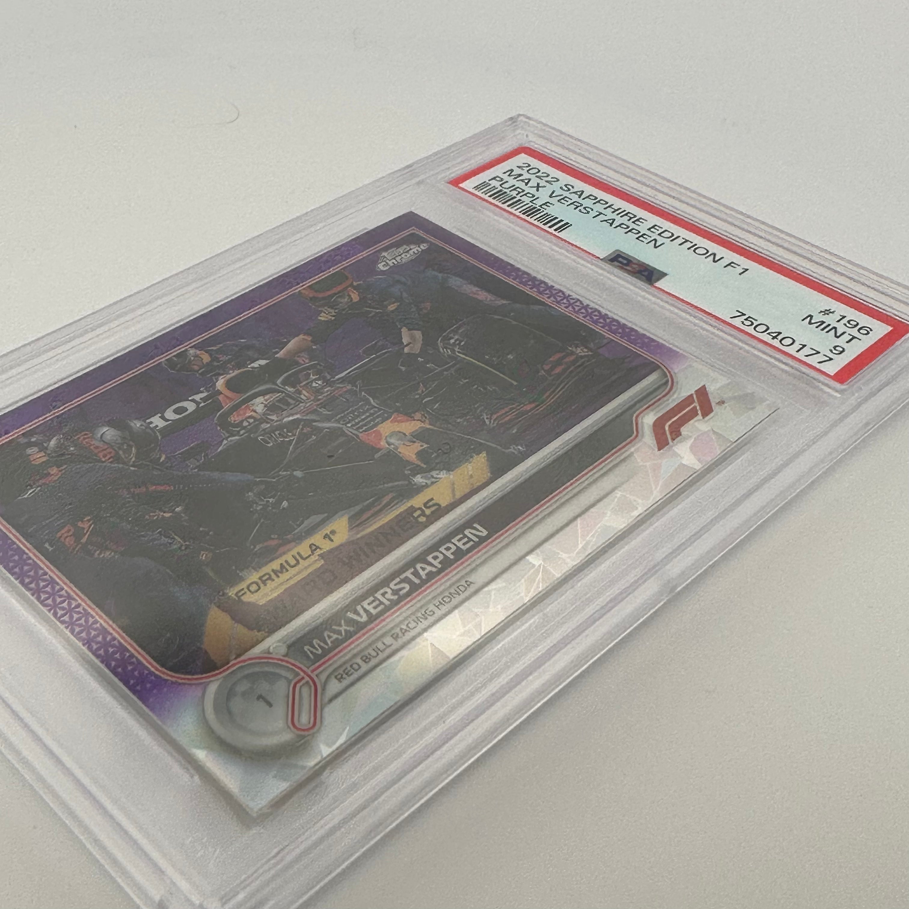 PSA 9 Graded 2002 Topps Max Verstappen #196 Sapphire Edition Purple - Rare F1 Racing Card for Collectors & Fans