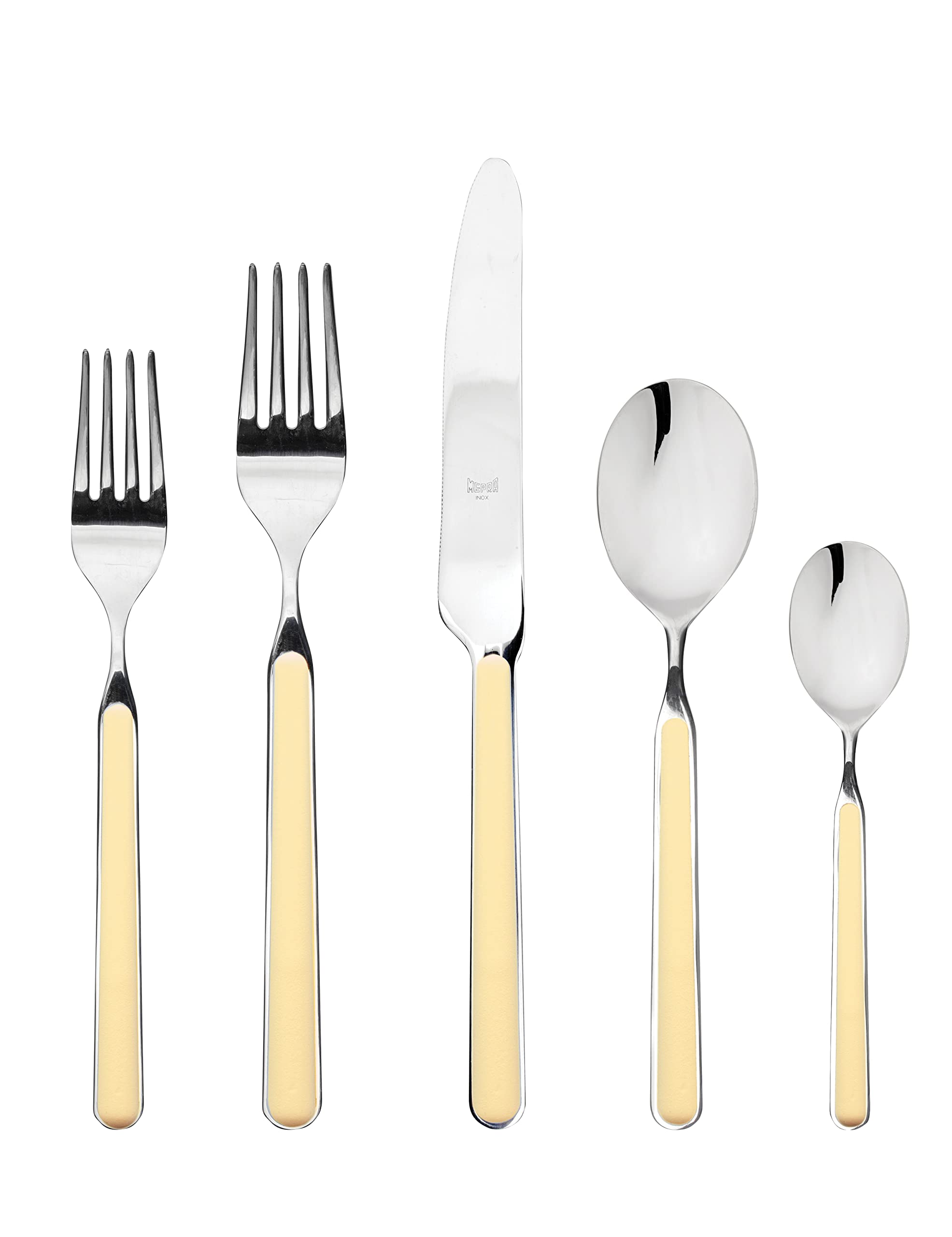 Premium MEPRA 18/10 Stainless Steel Flatware Set - 20-Piece Vanilla Silverware for Dining, Kitchen & Entertaining - Elegant Cutlery Set for Restaurants, Weddings & Dinner Parties