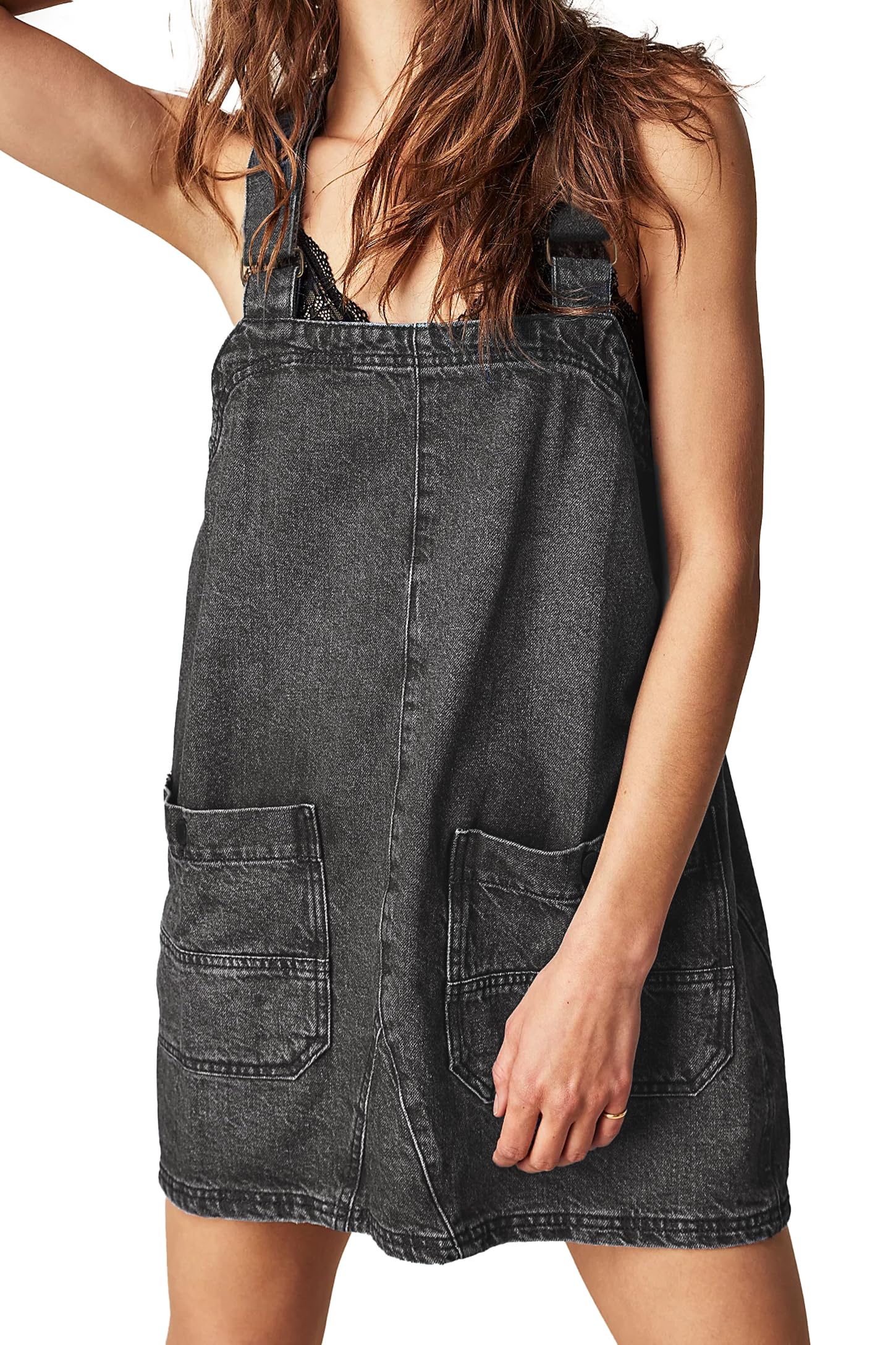 Women's Denim Overalls Dress - Adjustable Straps Summer Romper for Casual Outings