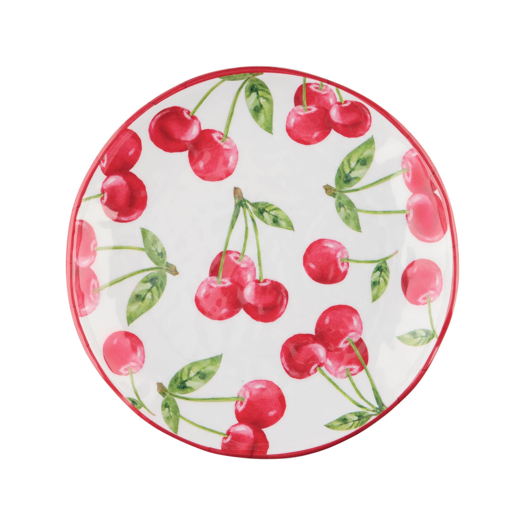 UPware 6 Inch Melamine Dessert Plates - 4pc Set for Party Snacks & Appetizers (Cherry)