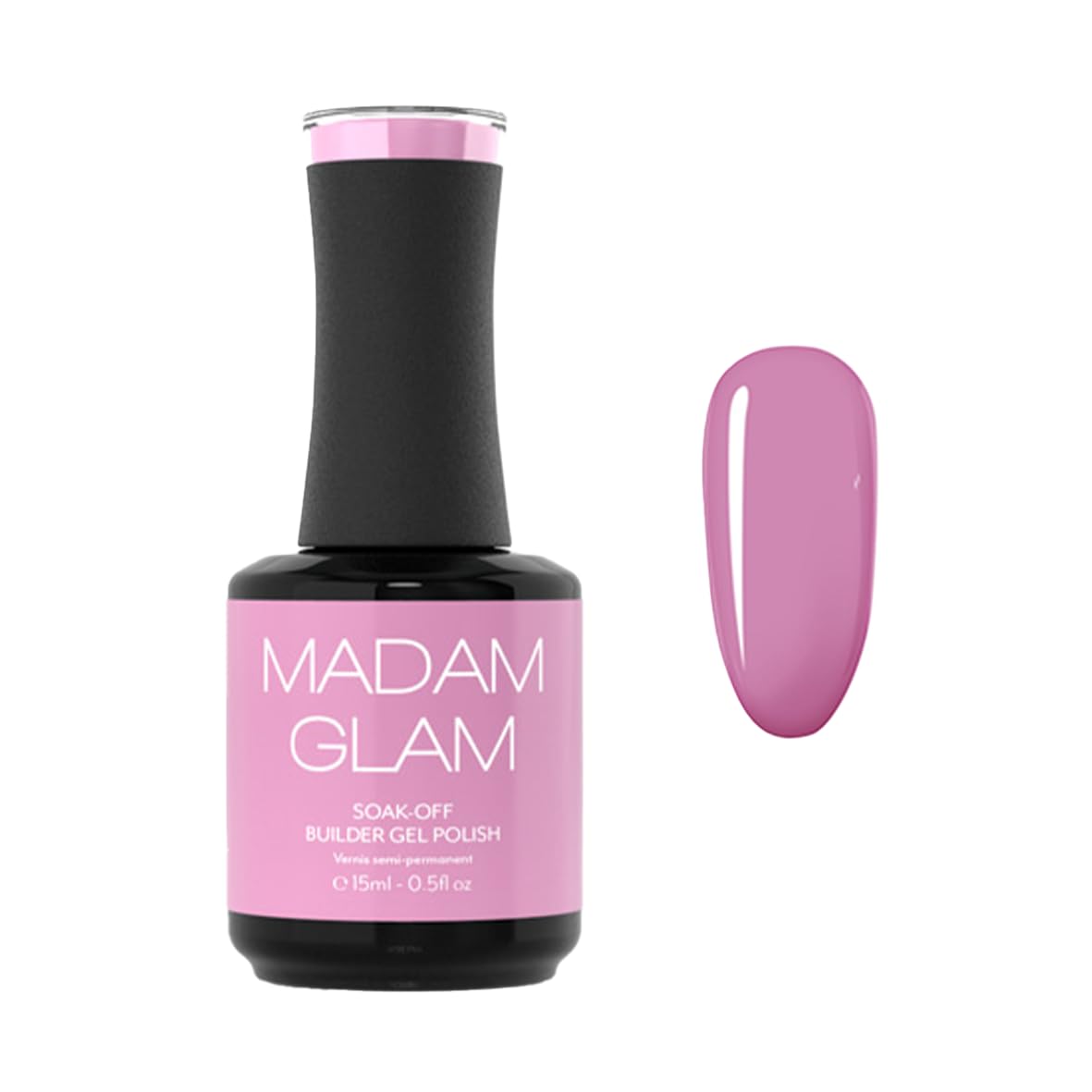 Madam Glam Hema-Free Soak-Off Builder Gel - Baby Pink Nail Strengthener (0.5 fl oz/15ml) | UV/LED Curable | Flexible Nail Enhancement | Prevents Breakage | Long-Lasting | Perfect for Salon & Home Manicures