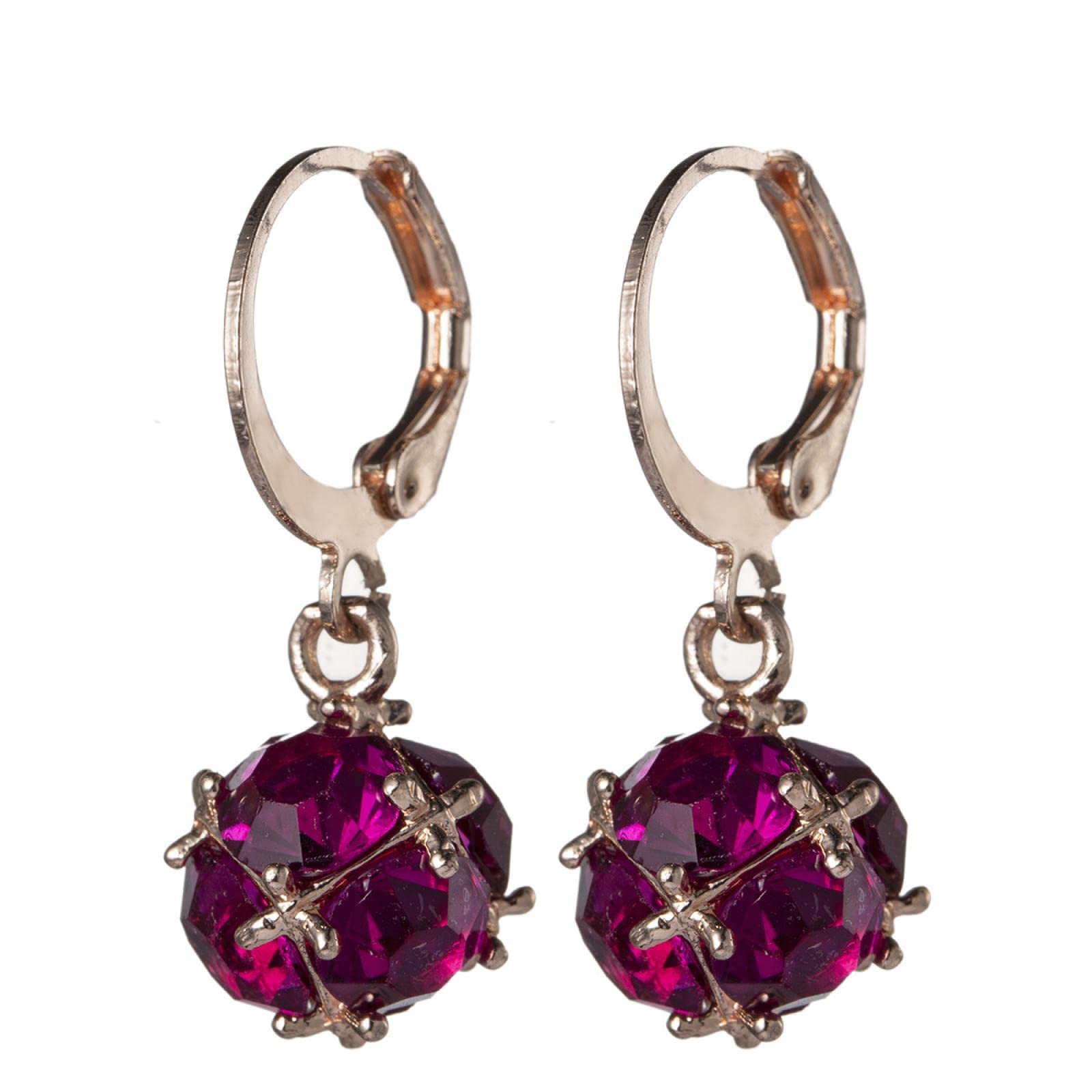 Rainbow Series Zircon Earrings - Rose Red Zircon Jewelry for Women, Gift for Her, Birthday, Anniversary, Party & Wedding Accessories