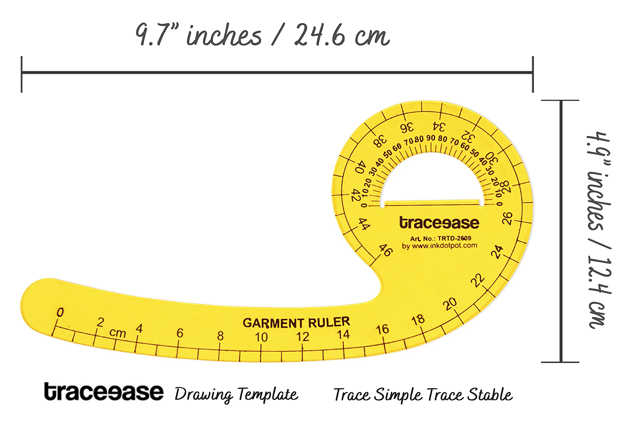 Traceease Garment Ruler Template - 9.7 Inch French Curve Sewing Stencil for Tailoring, Dressmaking & DIY Fashion Design - Perfect for Measuring, Pattern Making & Alterations