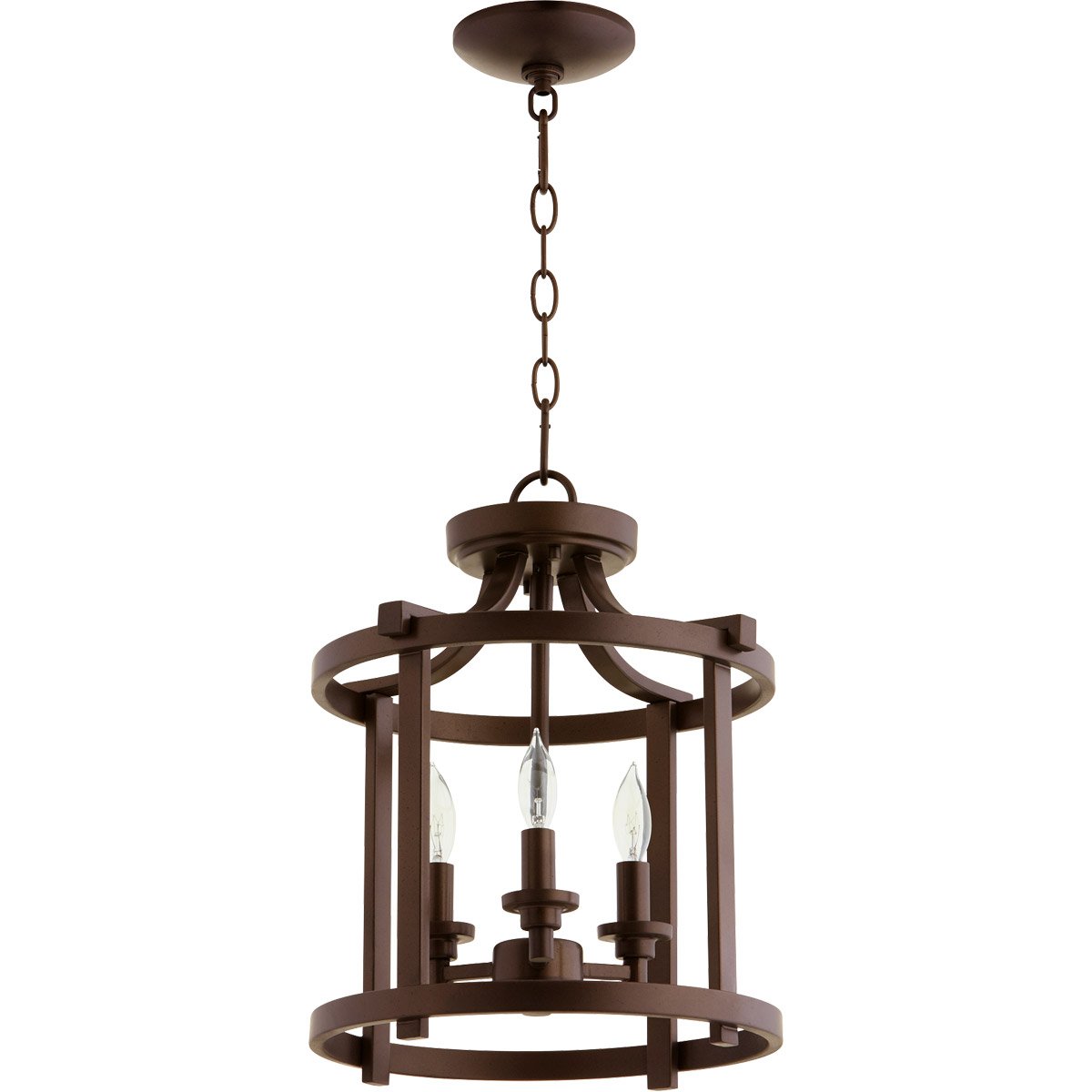 Oiled Bronze Semi Flush Mount Ceiling Light Fixture - 14 Inch Wide, 3-Light Candelabra Base - Perfect for Dining Room, Bedroom & Hallway Lighting