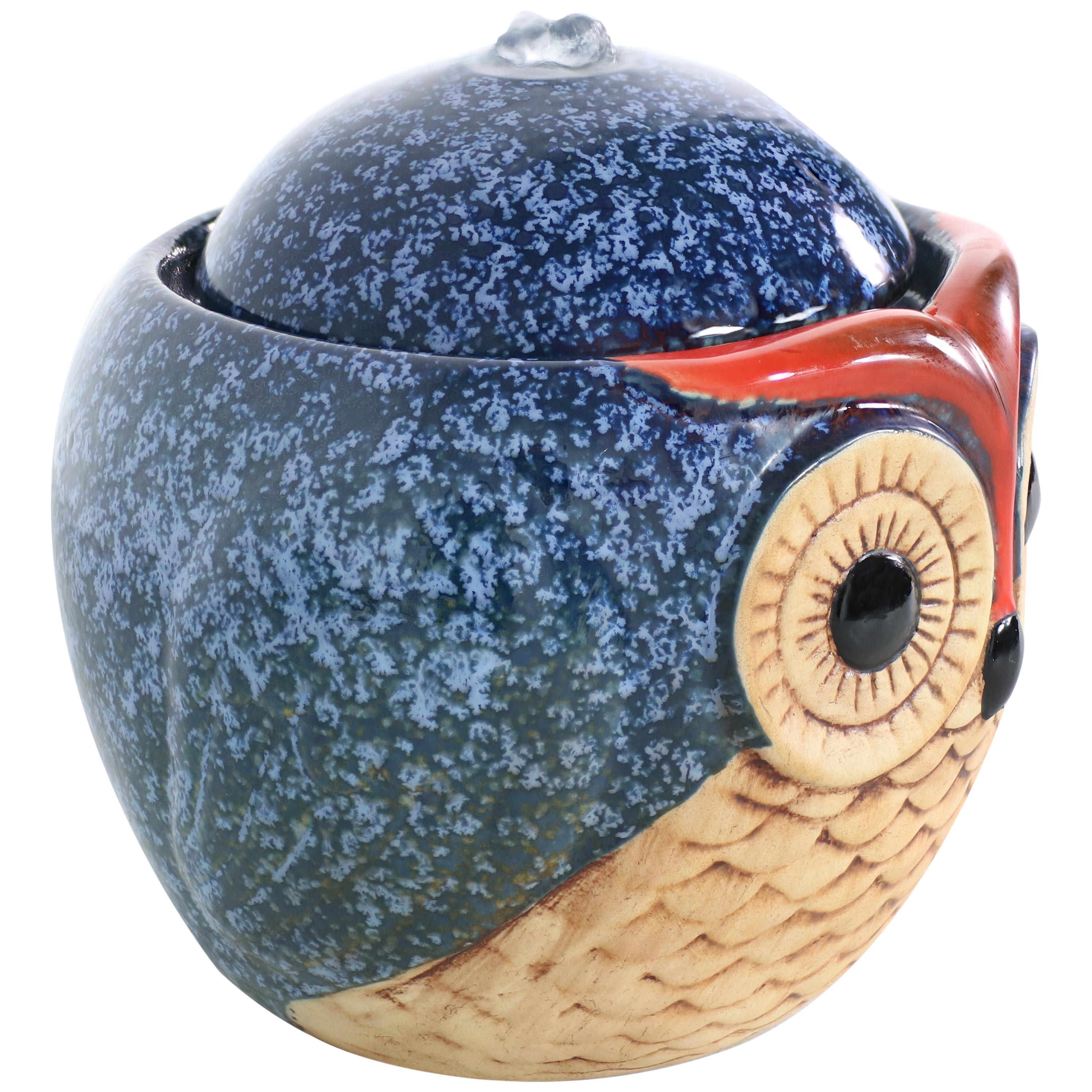Sunnydaze Ceramic Owl Indoor Tabletop Water Fountain - Relaxing Home & Office Decor for Stress Relief, Feng Shui & Meditation | Perfect for Living Room, Bedroom, Garden or Patio