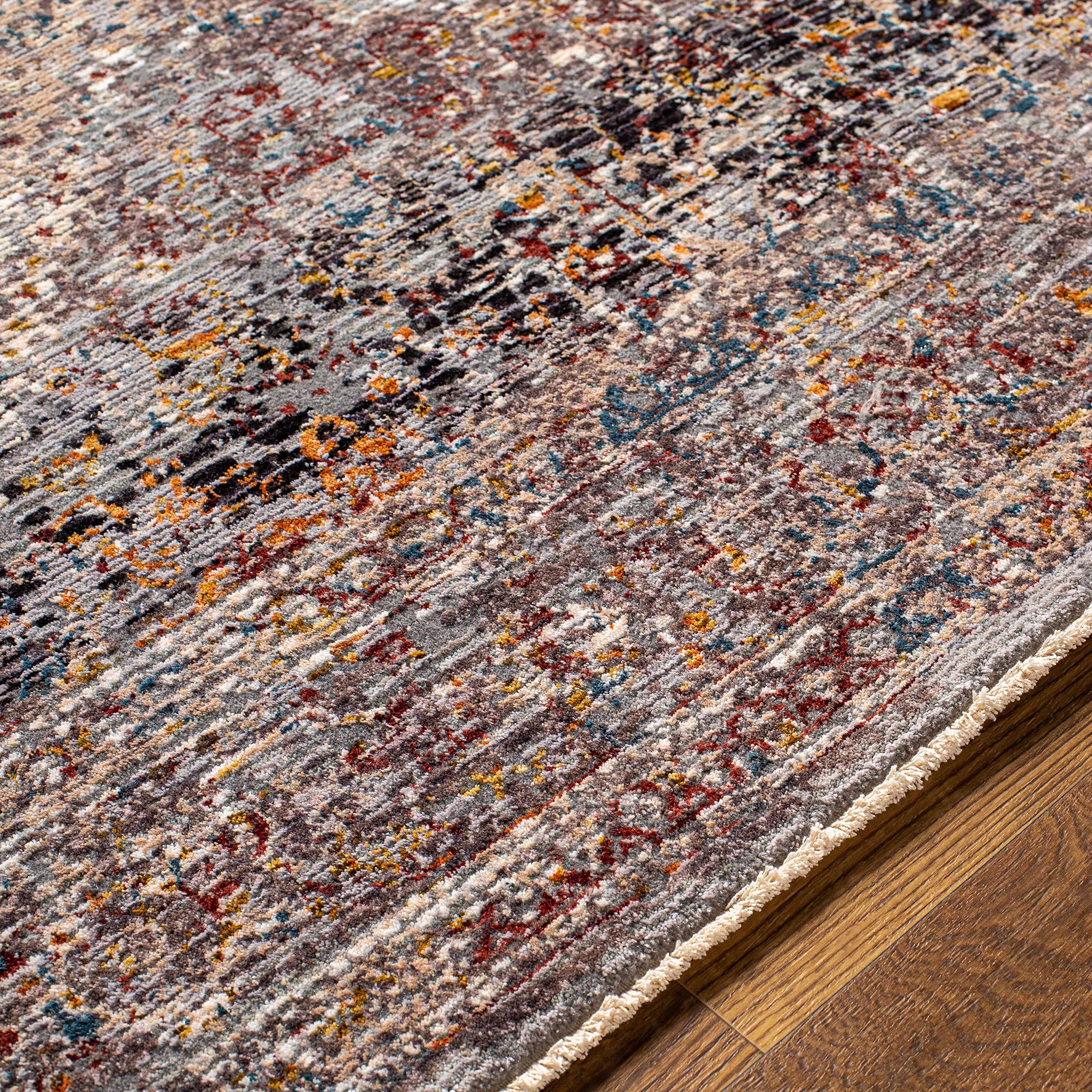 Hauteloom Kaynakkaya Traditional Handmade Wool Area Rug - Charcoal Black Dark Red - 8'10