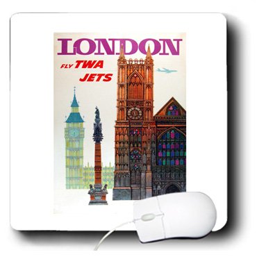 3Drose Vintage London TWA Travel Design Mouse Pad - 8 x 8 Inches Non-Slip Gaming & Office Desk Mat - Perfect for Computer Workstations, Home Offices & Gaming Setups