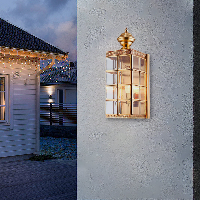Brass Minimalist Outdoor Wall Light - Modern Exterior Sconce for Porch, Garden, and Patio Lighting - Weather-Resistant & Energy-Efficient