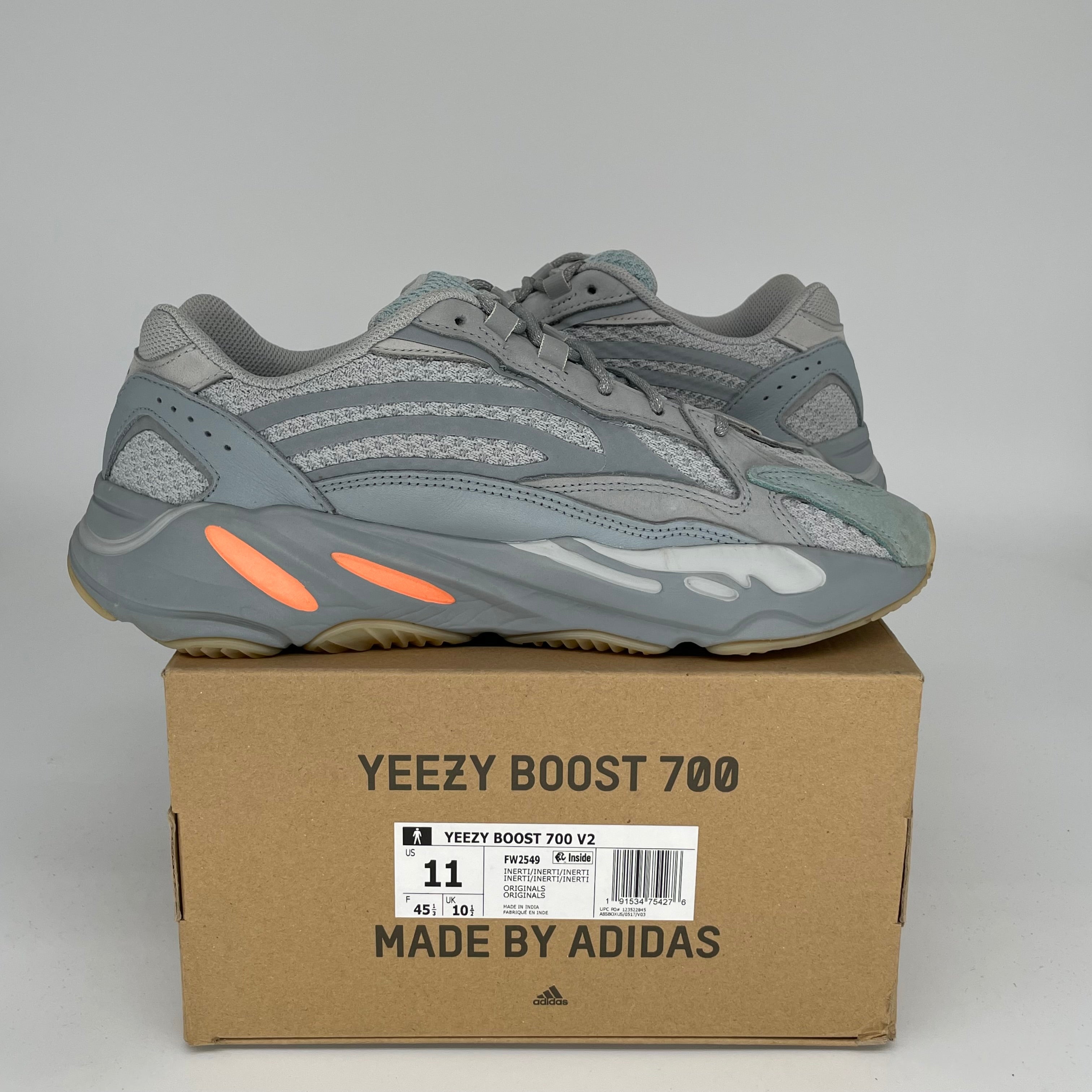 Adidas Yeezy 700 V2 Inertia Sneakers - Men's Size 11 (FW2549) | Comfortable Running Shoes for Casual Wear & Street Style