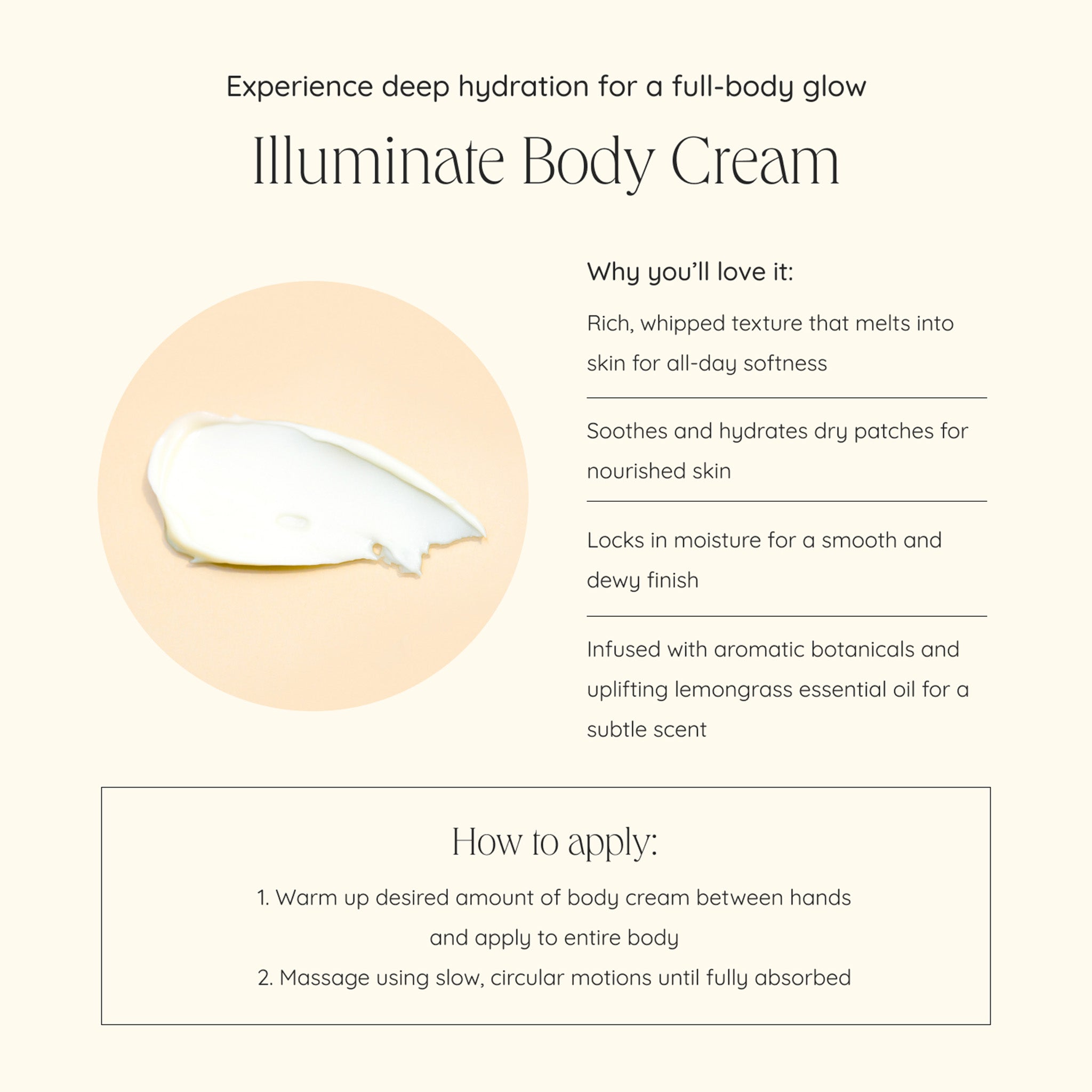 Illuminate Body Cream - Hydrating & Brightening Moisturizer for Glowing Skin | Perfect for Dry Skin Care & Nighttime Routine