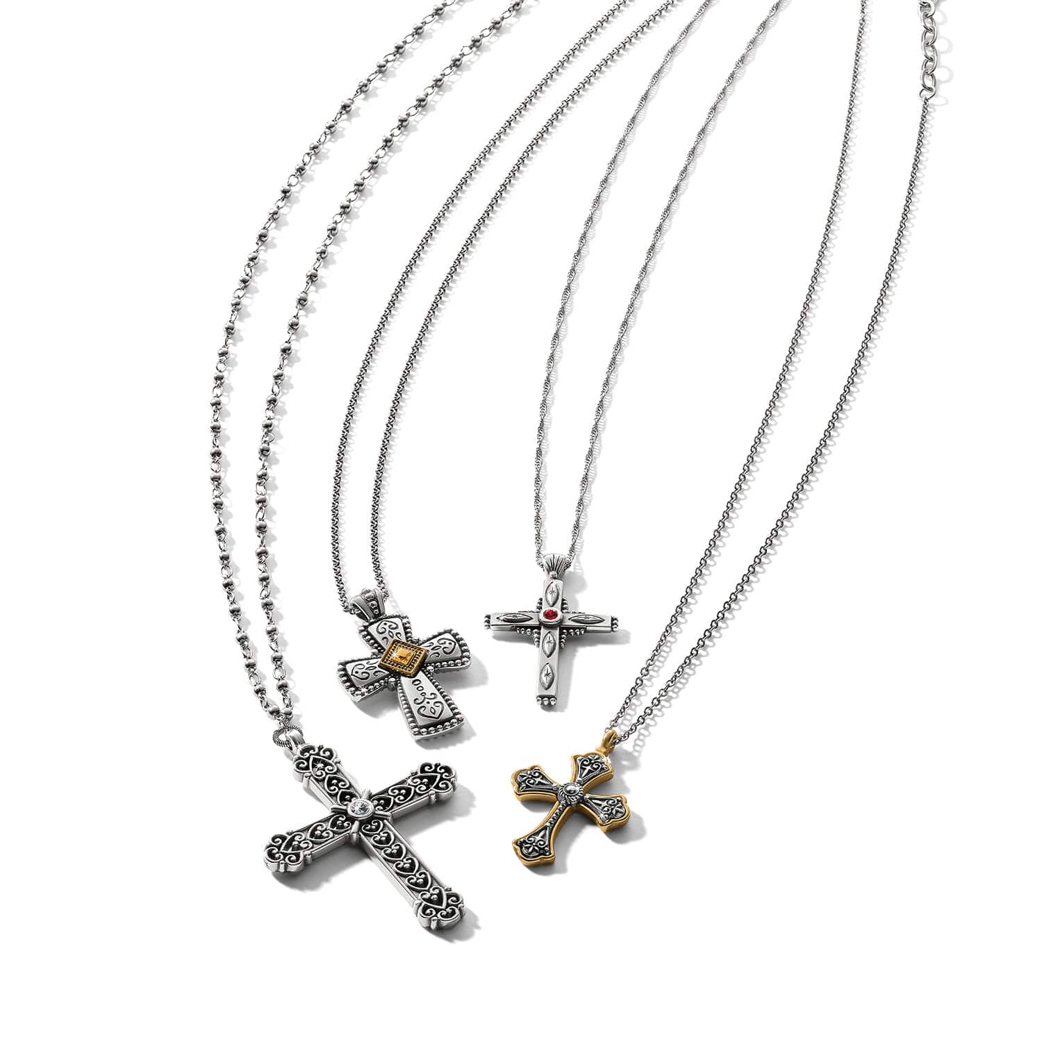 Byzantium Cross Necklace for Women - Elegant Religious Jewelry Gift for Baptism, Confirmation & Church Events - Gold Plated Christian Pendant with Chain