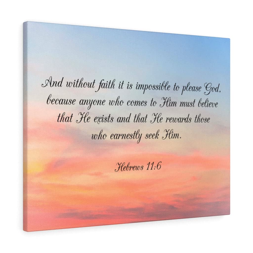 Christian Wall Art with Bible Verse Hebrews 11:6 - Faith Pleases God Scripture Print - Ready to Hang Inspirational Home Decor for Living Room, Bedroom & Office