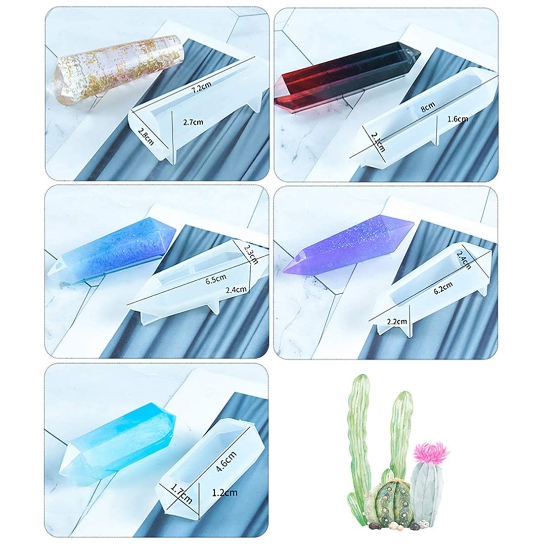 FineInno 5-Piece Pendulum Resin Molds Set - Multi-Faceted Quartz Crystal Casting Molds for Epoxy Resin Jewelry Making - DIY Silicone Molds for Necklaces, Pendants & Crafts - Perfect for Crystal Healing, Home Decor & Gift Making