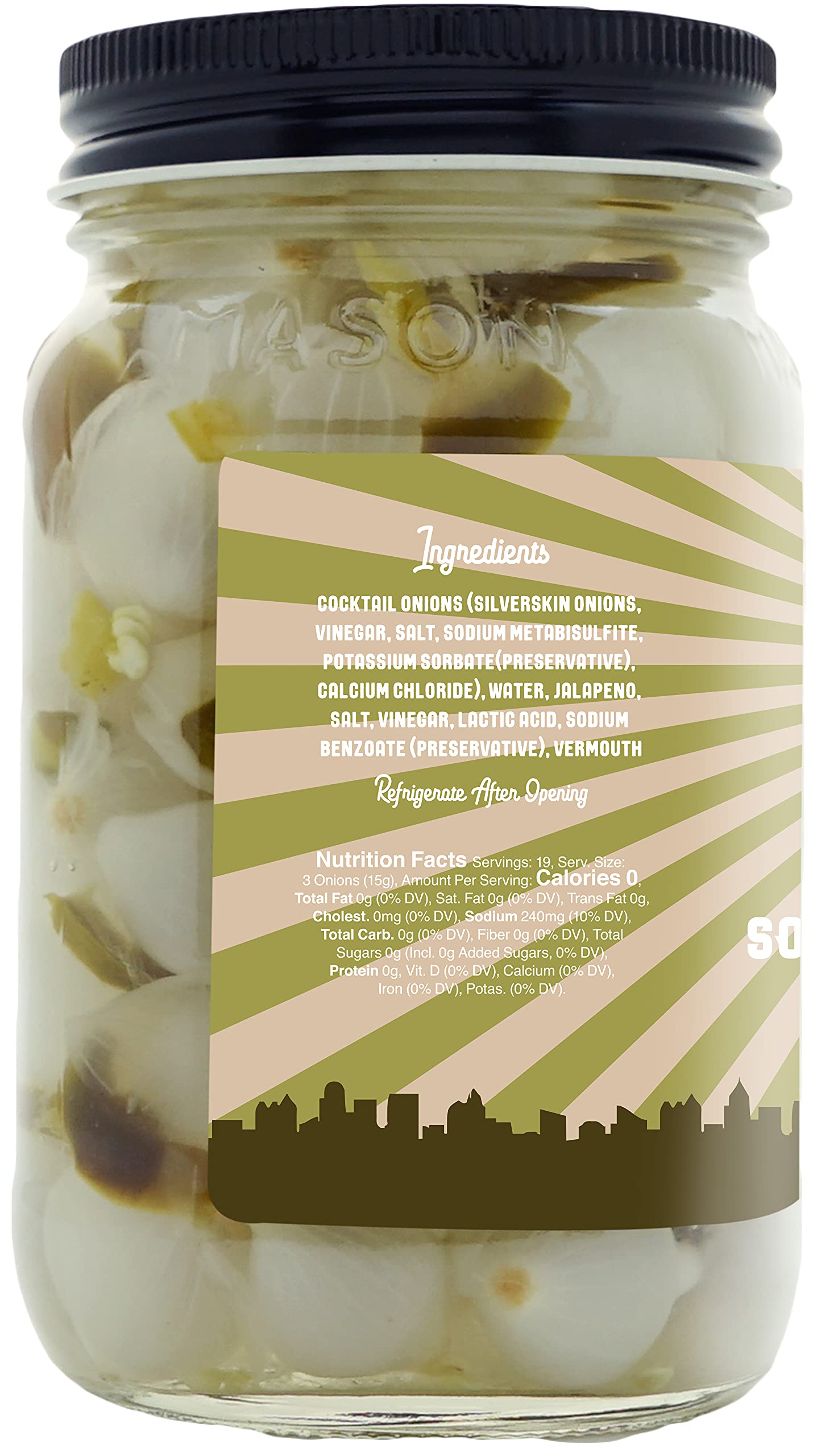 Barrel Roll Bar Essentials Jalapeño Stuffed Cocktail Onions - Gourmet Pickled Silver Skin Onions in Vermouth & Salty Vinegar - Perfect for Gibson & Bloody Mary Garnish - 2 Pack (16 oz Each) - Ideal for Home Bars, Cocktail Parties & Gourmet Cooking