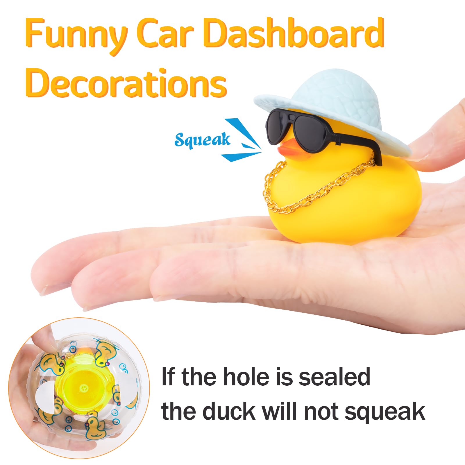 Wonuu Rubber Duck Car Ornaments with Straw Hat, Necklace, Sun Umbrella & Sunglasses - Cute Pink Dashboard Decor for Car Accessories, Perfect for Summer Road Trips & Beach-Themed Vehicles
