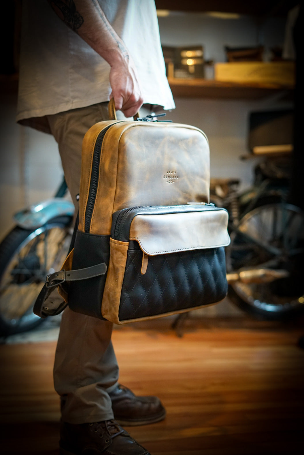 Commuter Backpack for Men & Women - Waterproof Laptop Backpack with Diamond Stitch Design (Two-Tone Tobacco Brown & Black) - Perfect for Travel, Work, School & Daily Use