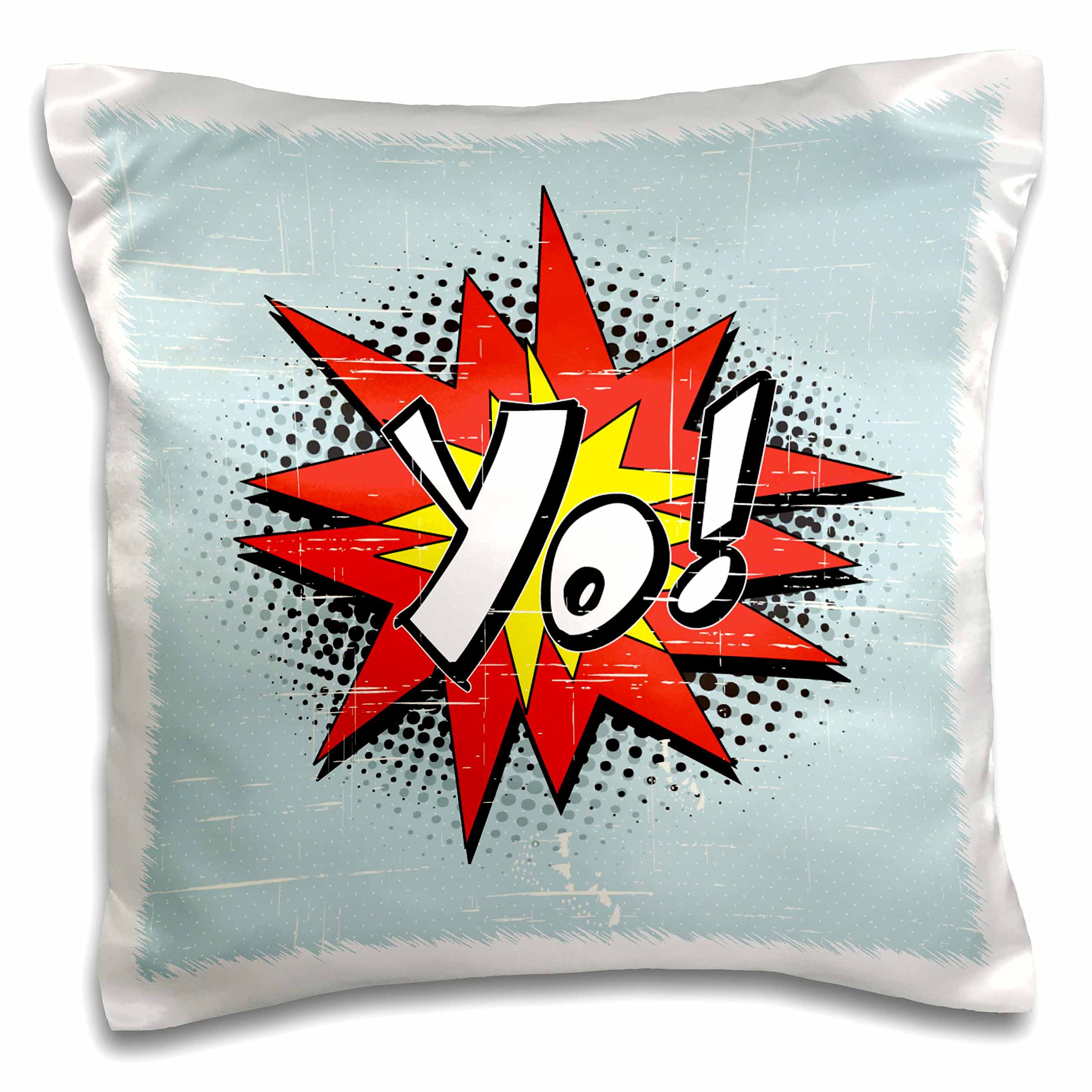 3D Rose Hipster Geek Comic Book Style Exclamation Expression Cartoon Graphic Pillow Case - 16 Inch Funny Pop Culture Home Decor for Living Room, Bedroom & Dorm