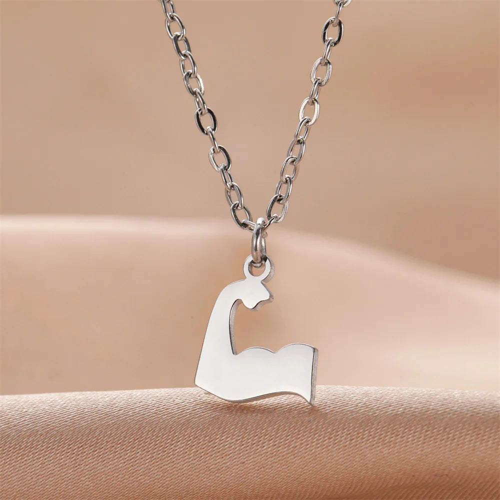Stainless Steel Dumbbell Necklace for Men - Weightlifting & Gym Jewelry Gift for Bodybuilders & Fitness Enthusiasts | Perfect for Workouts, Sports & Casual Wear