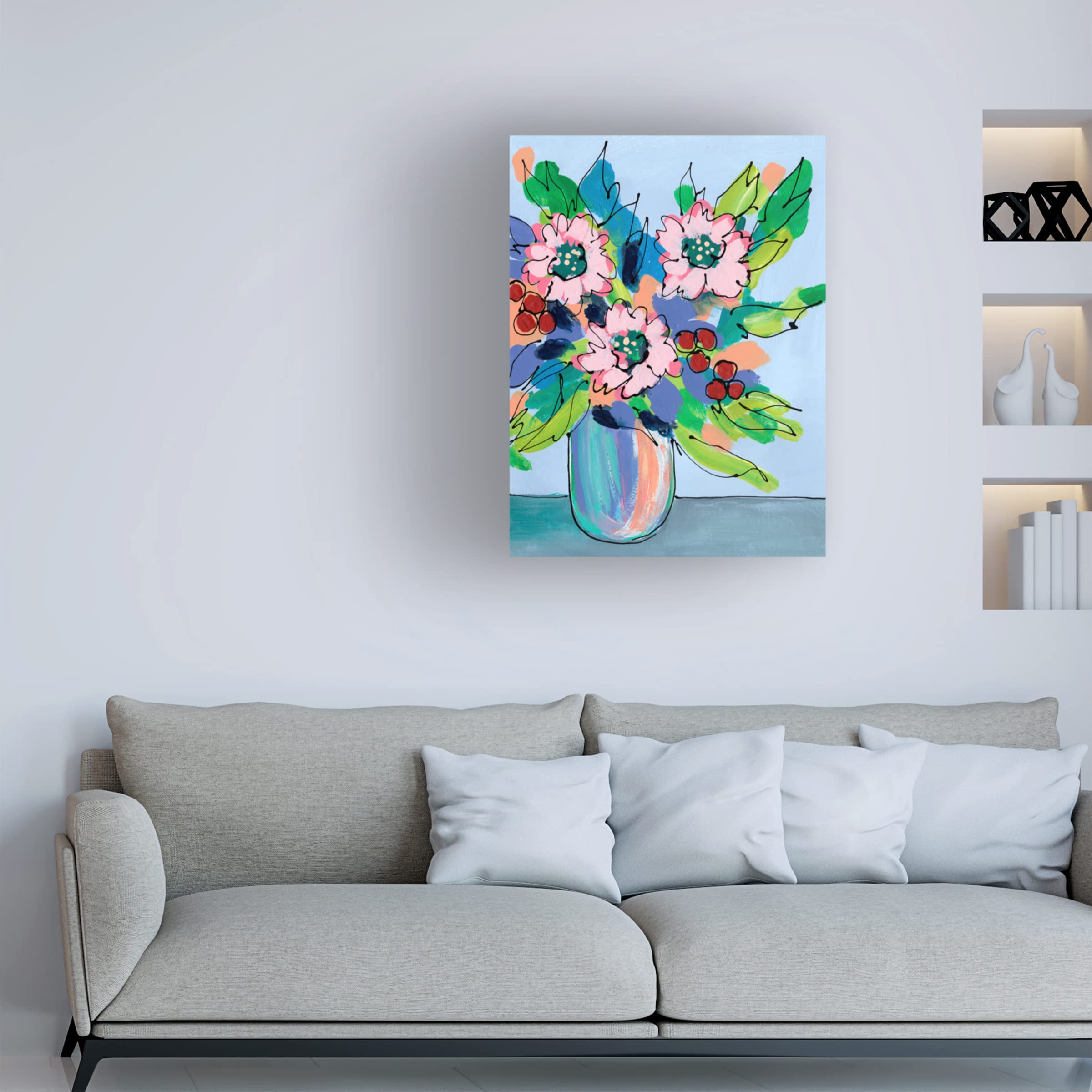 Regina Moore 'Rowdy Floral II' Canvas Wall Art Print - Modern Botanical Home Decor for Living Room, Bedroom & Office