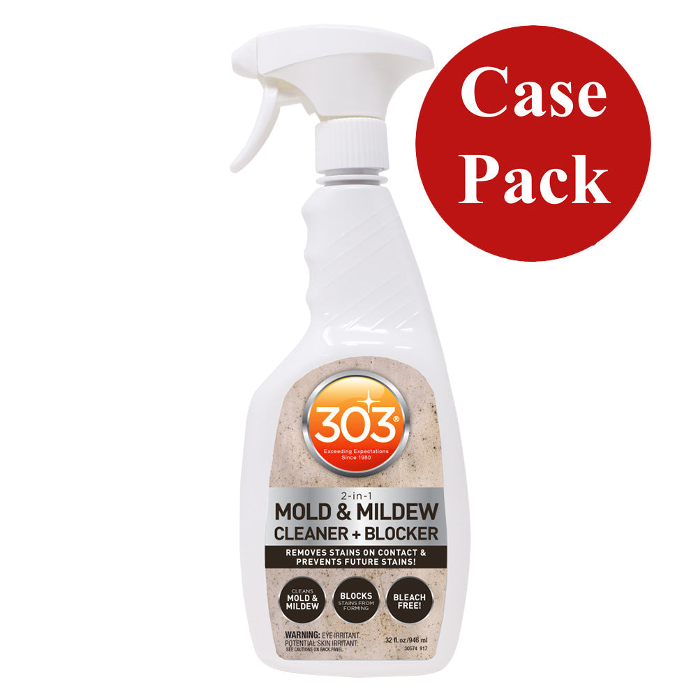 303 Mold & Mildew Cleaner & Blocker - 32oz (Case of 6) | Powerful Stain Remover for Bathrooms, Showers, Tiles & Grout | Prevents Regrowth | Ideal for Home & Commercial Use