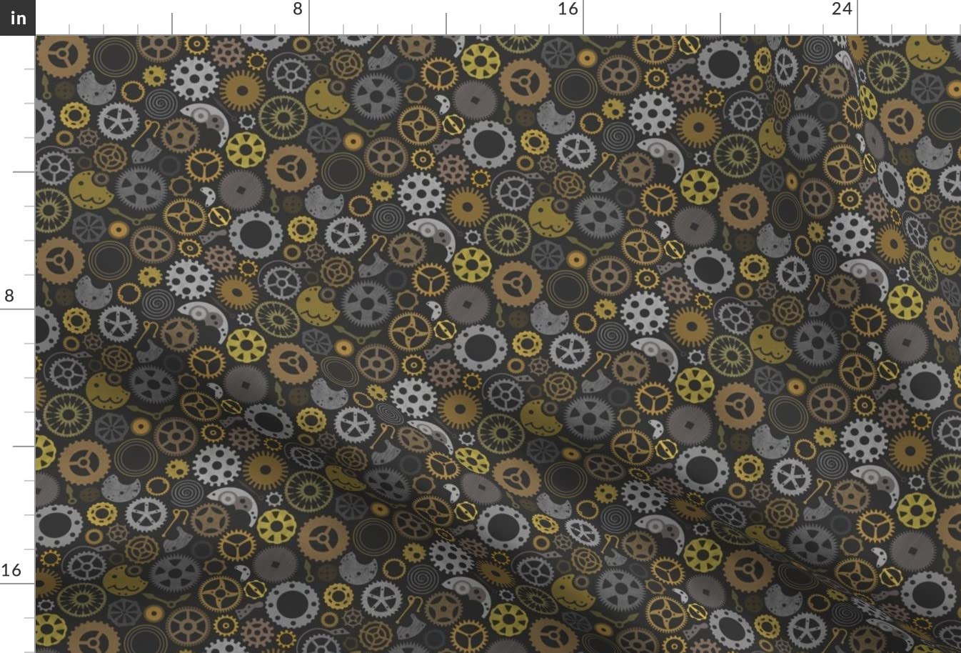 Steampunk Gray Bronze Printed Minky Fabric by The Yard - Soft Plush Material for Sewing Baby Blankets, Quilt Backing & DIY Crafts - Perfect for Steampunk Costumes, Home Decor & Gift Making