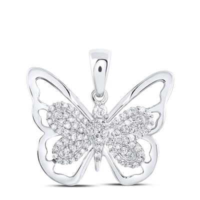 10K Gold Diamond Butterfly Pendant Necklace - 1/5 CTTW Genuine Diamonds - Elegant Jewelry Gift for Women - Perfect for Birthdays, Anniversaries & Special Occasions