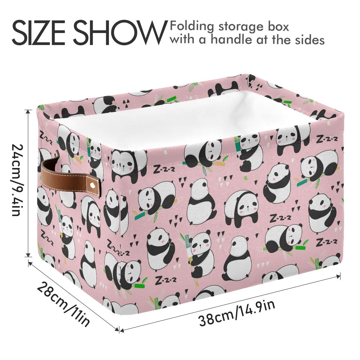 Collapsible Panda Bear Storage Bins - 2 Pack Waterproof Rectangular Organizer Baskets with Handles for Home, Toys & Closet Organization | Perfect for Kids Room, Nursery & Playroom Storage