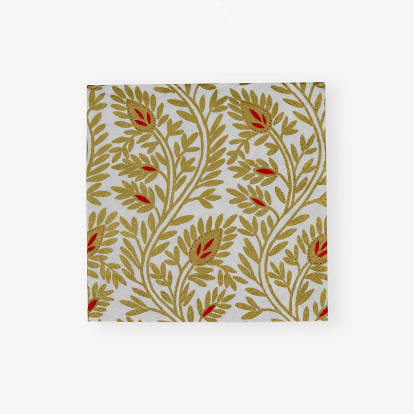 Caspari Samsara Gold Napkins - Elegant 5-Ply Dinner Napkins for Weddings, Parties & Fine Dining - Premium Disposable Paper Napkins for Upscale Events