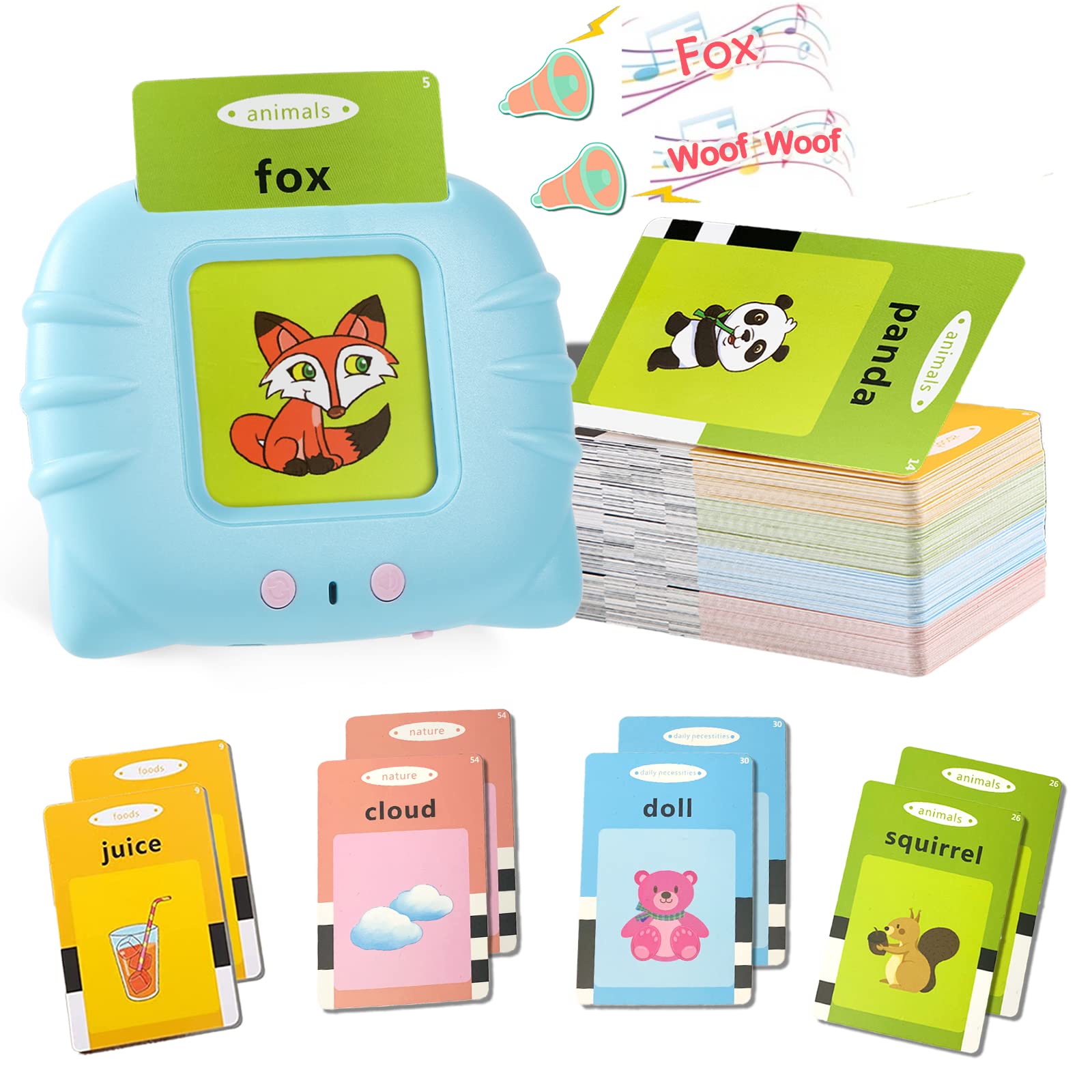 Interactive Talking Flash Cards - Educational Learning Toys for Toddlers Ages 2-5 | Electronic Montessori Toys for Preschool Boys & Girls | Perfect Christmas Birthday Gift for Kids | Enhance Early Vocabulary & Reading Skills at Home or Classroom