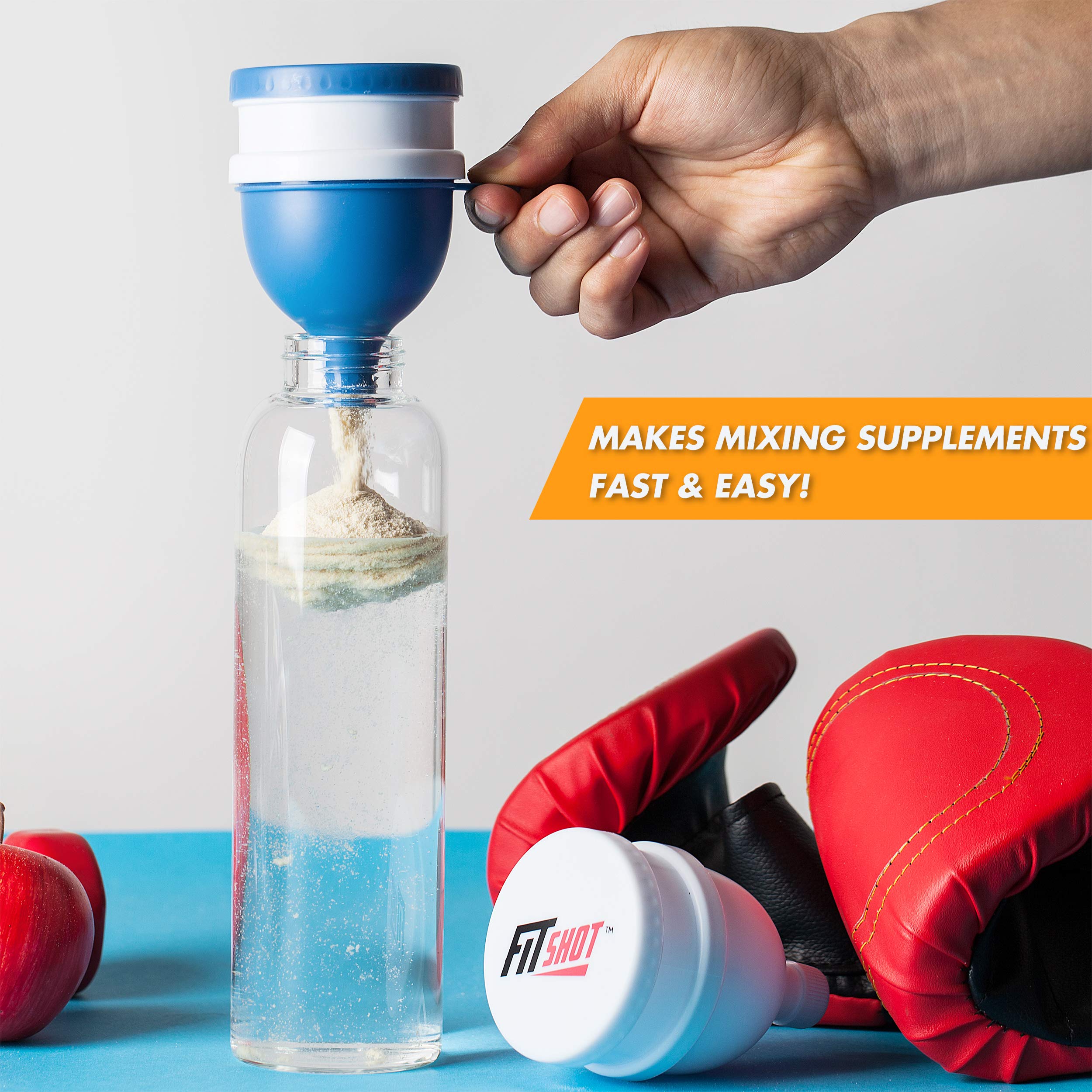 Premium Protein Powder Funnel Set - 4 Pack BPA-Free Supplement Funnels with Keychain & 120ml Pillbox | 2-in-1 Portable Design for Gym, Travel & Home Use | Ideal for Protein Shakes, Pre-Workout & Supplement Storage