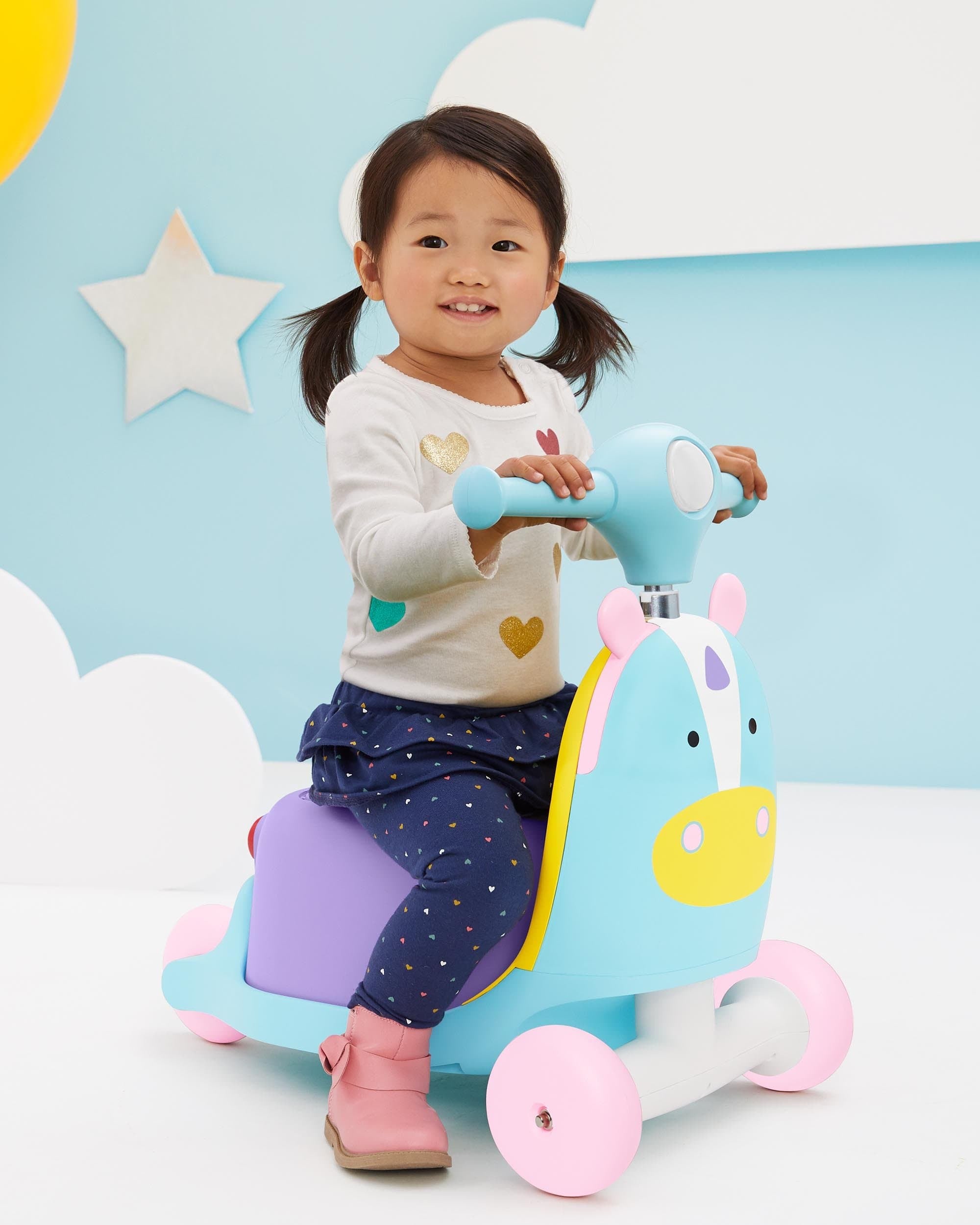 Skip Hop Zoo 3-in-1 Ride-On Baby Walker, Toddler Scooter & Push Toy - Fun Learning Activity for Indoor & Outdoor Play