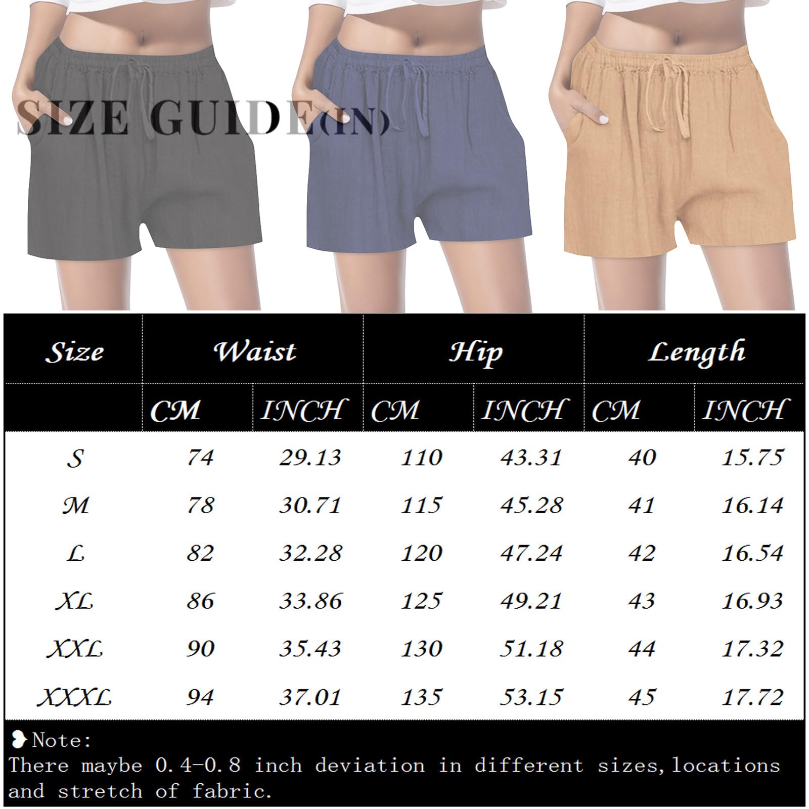 Women's Linen Shorts - Summer Cotton Linen Knee-Length Shorts with Drawstring Waist | Beach, Lounge & Casual Wear